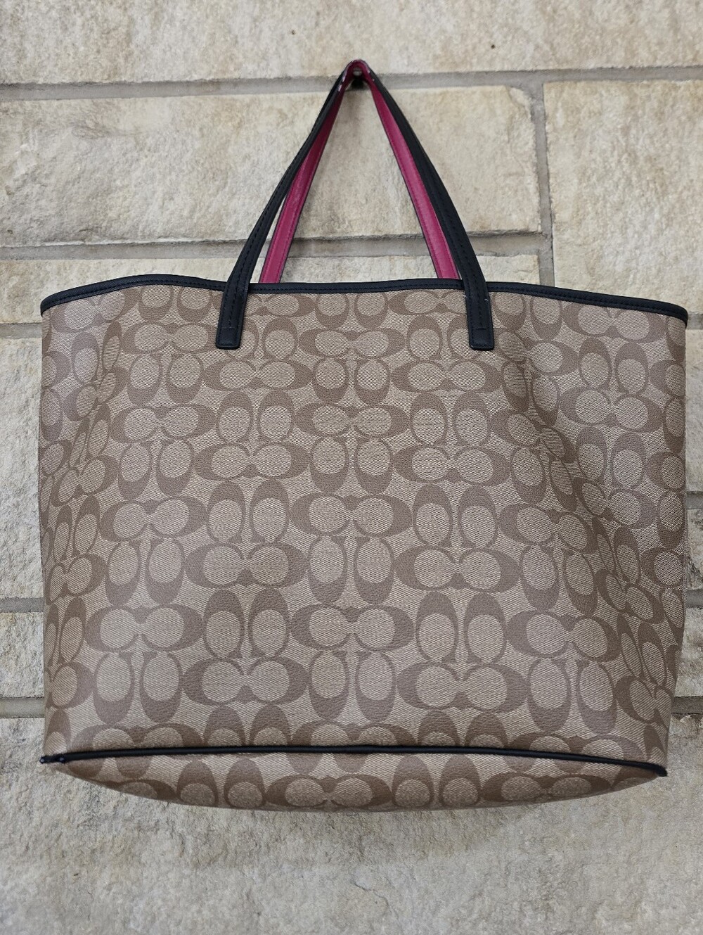 Coach C7420 City Tote Signature Canvas Red/Khaki - Picture 5 of 16